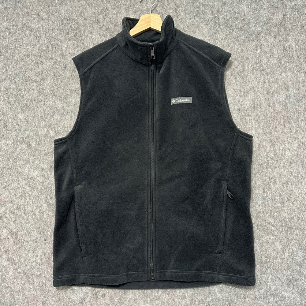 Columbia Sportswear Mens Fleece Vest Black Full Zip Size M Outdoor